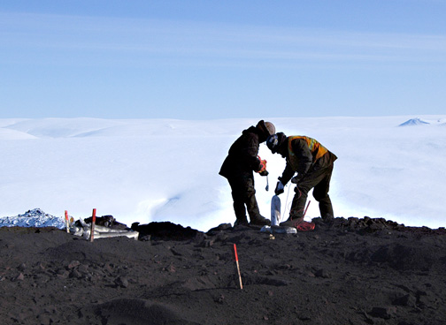Workers plant explosives at the Mary River iron ore site on northern Baffin Island in an April, 2008 file photo. Now the Ontario Securities Commission alleges that a former Baffinland consultant used confidential information to launch a take-over bid of the mining company that is developing the iron ore deposit. (FILE PHOTO)