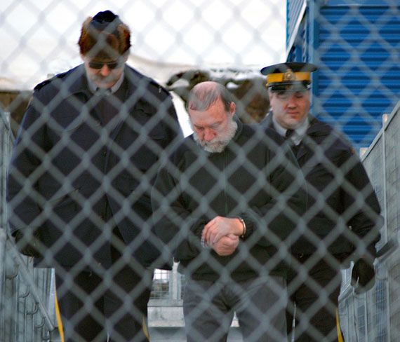 Former Oblate missionary Eric DeJaeger leaves an Iqaluit courtroom Jan. 20, 2011 after his first appearance for six child sexual abuse charges in Igloolik dating back to the 1970s. DeJaeger arrived in Iqaluit after Belgian authorities expelled him from the country over immigration violations. (FILE PHOTO) 