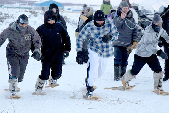 Nunavimmiut athletes took part in the Arctic Winter Games snowshoe tryouts in Kangiqsualujjuaq Jan. 21 and 22, where youth from across the region competed for a spot on Team Nunavik. At the end of the weekend, 11 juvenile and junior female and male athletes were selected to represent Team Nunavik at the 2012 AWG, which kicks off in March in Whitehorse, Yukon. (PHOTO COURTESY OF THE KATIVIK REGIONAL GOVERNMENT)