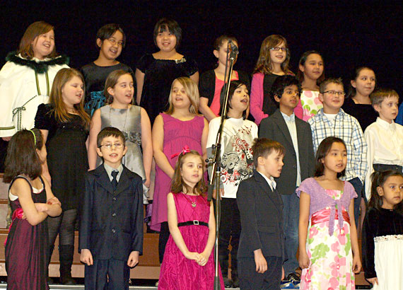 The Joamie Elementary School choir performed at Inuksuk High School Feb. 12 as part of the Iqaluit Music Society's 7th Annual Choral Festival concert, performing, among other works, 