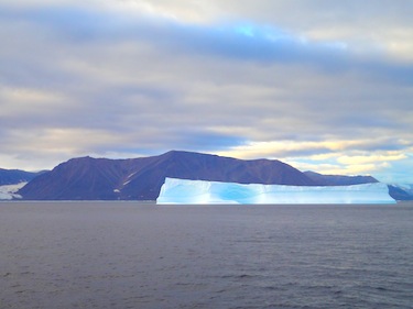 Some icebergs are even large than this one near Devon Island. Ever day Canadian and U.S. forecasters produce an updated chart showing the approximate location of all known icebergs from the Arctic to the open Atlantic. (PHOTO BY JANE GEORGE)