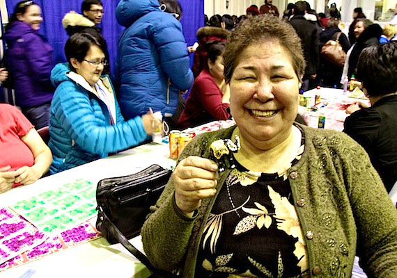 Hannah Stoney of Iqaluit holds up her 