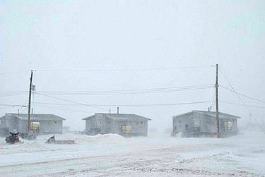 You can see across the street in Iqaluit's Lower Base neighbourhood on April 5, but you can't see far. Higher-lying areas of the city were also affected by snow drifting across roads during the afternoon of April 5, when a decision was made by city officials to stop municipal services, and effectively close the city down. (PHOTO BY JANE GEORGE)