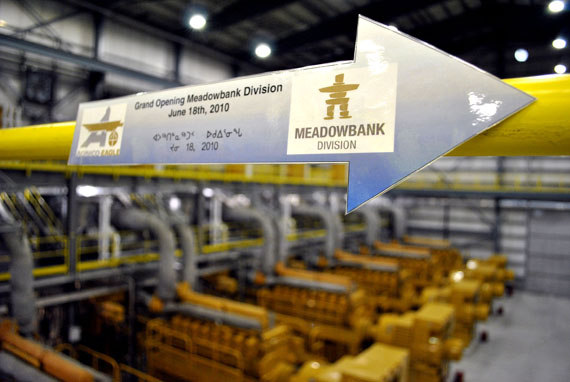 Agnico-Eagle Mines Ltd. achieved a big improvement in production at its Meadowbank mine near Baker Lake, the company reports in financial statements for the first quarter of 2012. (FILE PHOTO)