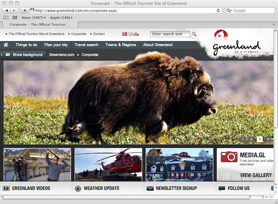 Visit Greenland's website picks up a prestigious Webby award.