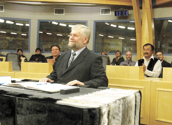 South Baffin MLA Fred Schell this past Sept. 30, when MLAs voted him into the Nunavut cabinet. On May 4, Schell will appear in court to face a charge of assault in an incident alleged to have occurred April 10 in Iqaluit. (FILE PHOTO)