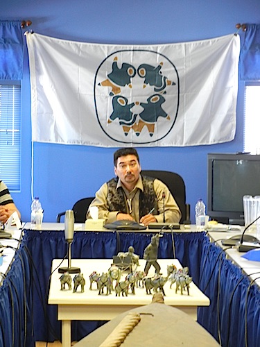 Terry Audla wraps up the Inuit Tapiriit Kanatami annual general meeting shortly after his election as president. (PHOTO BY JANE GEORGE)