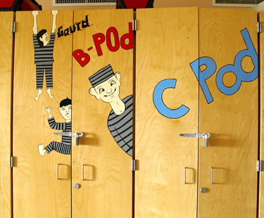 Lockers in the art room at North Slave Correctional Centre in Yellowknife, decorated with drawings by inmates. The Yellowknife jail, which opened in 2004, has been home to as many as 30 to 45 Nunavummiut at any one time time. (FILE PHOTO)