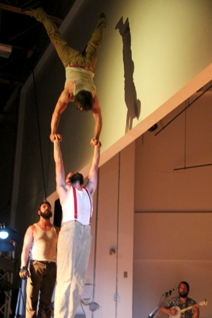 Three members of Cirque Alfonse demonstrate their strength. (PHOTO BY SAMANTHA DAWSON)
