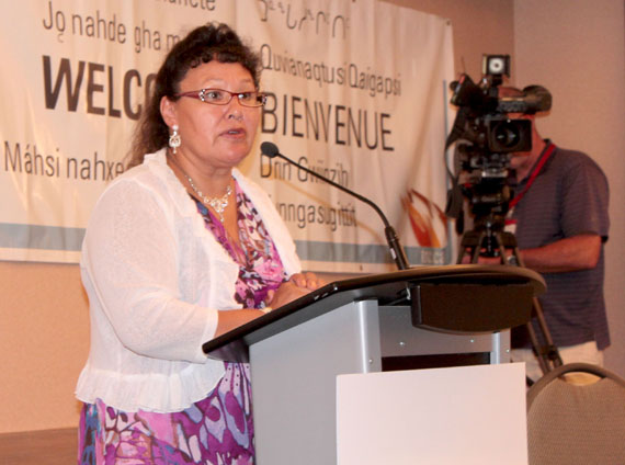 Reepa Evic-Carleton, program coordinator for Ottawa's Mamisarvik Healing Centre, and master of ceremonies for the Truth and Reconciliation Commission's urban Inuit community hearing in Ottawa, said the painful, and sometimes tearful, residential school disclosures she witnessed Aug. 16 were a positive opportunity for traumatized individuals to begin turning destructive experiences into manageable memories. (PHOTO BY LISA GREGOIRE)
