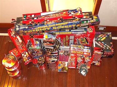 Police seized this stash of fireworks, which are of a grade not allowed in Canada, off an Australian yacht in Cambridge Bay. (PHOTO COURTESY OF THE RCMP)