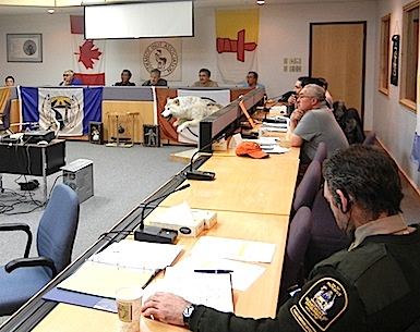 The Kitikmeot Regional Wildlife Management Board listens to troubling new information about changes in the region's wildlife. (PHOTO BY JANE GEORGE)