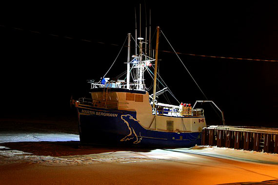 The Martin Bergmann at its winter mooring in Cambridge Bay on Nov. 13. (PHOTO BY RED SUN PRODUCTIONS)