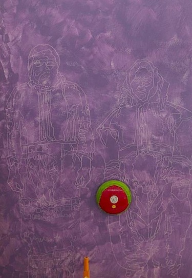 Here's how the chalk outline looked before artists filled it in. (PHOTO COURTESY OF THE KITIKMEOT HISTORICAL SOCIETY)
