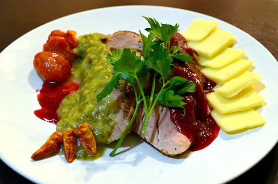A Skills Nunavut Iqaluit cooking club Christmas recipe: Maple Glazed Pork Tenderloin with Chipotle Lime Cranberry Sauce and Granny Smith Apple Sauce (PHOTO COURTESY AARON WATSON)