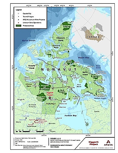 The Kiggavik uranium project, about 80 km from Baker Lake, would cost $2.1 billion to build and create hundreds of jobs over its 14-year lifespan. (FILE IMAGE)