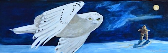 This owl design by Line Desrosiers from Chesterfield Inlet was chosen as the 2013 logo design for the Alianait and NACA arts festivals.