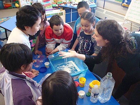 Students at Resolute Bay's Qamartalik school are awestruck as a volunteer from “Science Travels,
