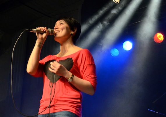 Nunavik singer Beatrice Deer, seen here at the Puvirnituq Snow Festival in March, returns to Iqaluit June 7 for an Alianait concert at Inuksuk High School, 7:30 p.m. to 10 p.m. Tickets for adults are $22 in advance or $25  at the door, $12 in advance for youth 13 to 18 or $15 at the door. Free entry for elders and children under 12. Tickets are on sale now at Arctic Ventures Marketplace in Iqaluit. (PHOTO BY ISABELLE DUBOIS)

