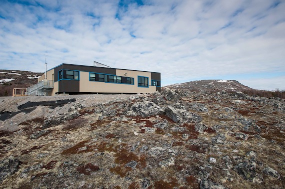 The interpretive centre for the Kuururjuaq provincial park sits on a rocky site in the community of Kangiqsualujjuaq. (PHOTO BY PASCAL POULIN)