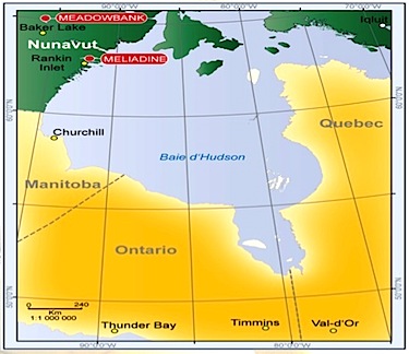 This map shows the location of the Meliadine gold mine project in Nunavut. (IMAGE COURTESY OF AGNICO EAGLE)