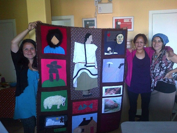 A quilt to remember: women at the Ottawa Inuit Children's Centre display the quilt they created for Pauktuutit Inuit Women's virtual quilt project marking the legacy of residential schools. Read more about the project on