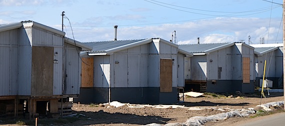 These boarded-over housing units in the 1000-block area of Lower Base may be torn down to make way for badly-needed housing for elders. (PHOTO BY DAVID MURPHY)