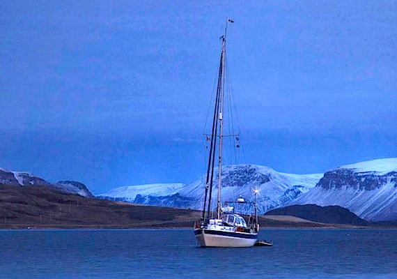 The Dodo's Delight at anchor in Arctic Bay after successfully sailing through the Northwest Passage from west to east. Read more about its journey later on Nunatsiaqonline.ca. (PHOTO BY CLARE KINES)