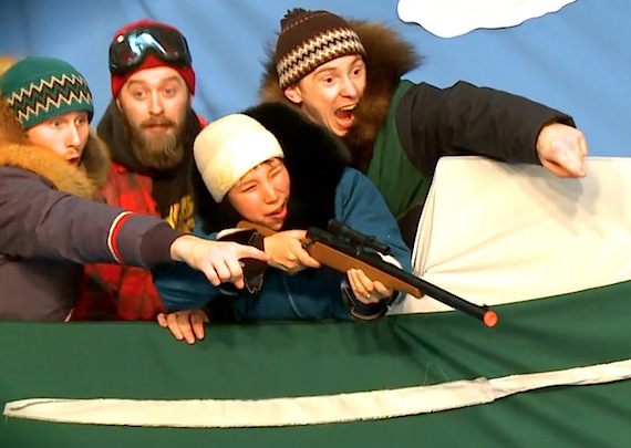 Here's a scene from the first music video featuring Iqaluit's Jerry Cans band with their song, Mamaqtuq, from their debut album Nunavuttitut. Made in collaboration with Nunavut filmmaker Stacey Aglok MacDonald, the music video was produced with money from the Government of Nunavut's culture and heritage department.
