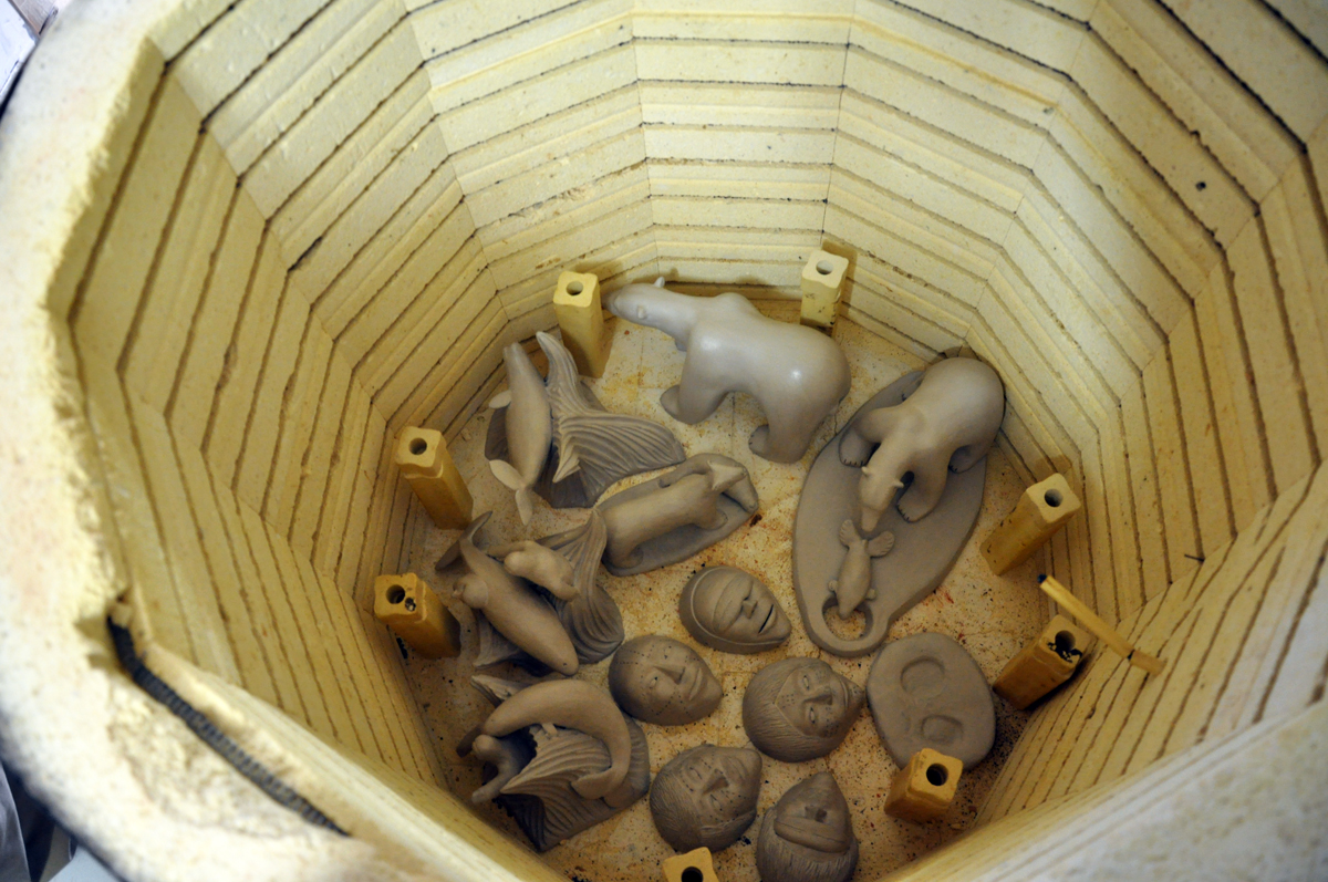 Clay sculptures made at Rankin Inlet's Matchbox Gallery studios sit at the bottom of the studio's ceramic kiln preparing to be fired up. Read more about the evolution of the Matchbox Gallery later at nunatsiaqonline.ca (PHOTO BY SARAH ROGERS)