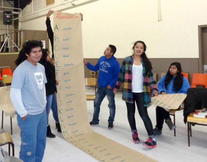 Students from Peru on this year’s Canada World Youth program prepare to give Spanish lessons in Rankin Inlet. (PHOTO COURTESY CWY)