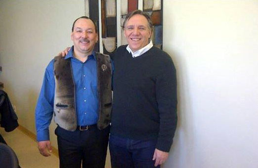 Michael Cameron poses with CAQ leader François Legault at a party rally in Repentigny, Quebec March 15. (PHOTO COURTESY OF MICHAEL CAMERON)