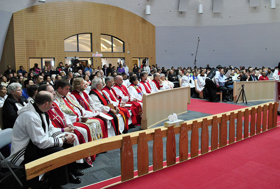 Hundreds of visitors to Iqaluit from across Canada and across the Arctic diocese attended the June 3, 2012 dedication service for the reconstructed St. Jude's Cathedral. At that time, the diocese was already behind in honouring a promissory note for $3.9 million they agreed to in 2011 with Dowland Construction, with an interest rate of 12 per cent on unpaid balances. After Dowland went bankrupt in 2013, receiver Alvaraz and Marsal Canada Inc. began demanding payment, putting the diocese into a perilous financial situation. (PHOTO BY JIM BELL)