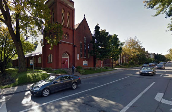 The Open Door day shelter operates out of St. Stephen’s Anglican Church in the Westmount neighbourhood of Montreal, just steps away from Cabot Square. (GOOGLE STREETVIEW IMAGE)