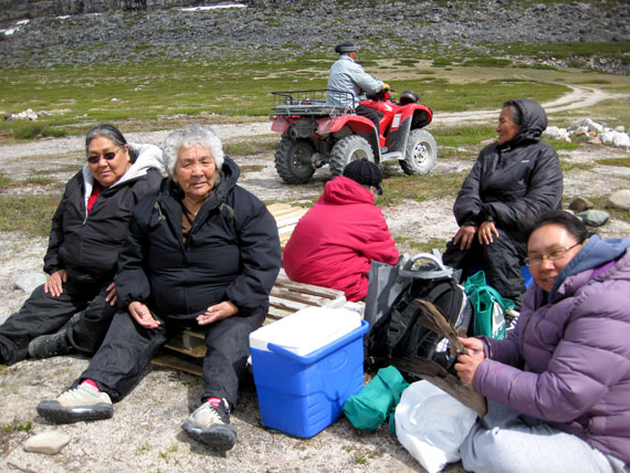 Umiujaq elders enjoy a picnic organized as part of World Elder Abuse Awareness Day in 2013 in Nunavik’s new Tursujuq park. (PHOTO COURTESY OF LUCY KUMARLUK)