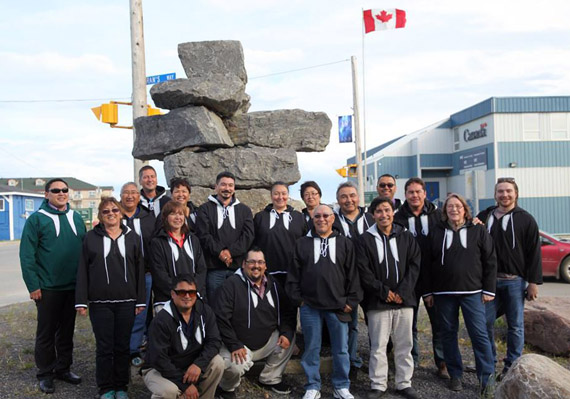 The Inuit Circumpolar Council's Canadian delegates pose for a photo in Inuvik, Northwest Territories July 19, where they've arrived to take part in this week's general assembly. The assembly kicked off July 21 with remarks from ICC Canada president Duane Smith, followed by a patron's address by Prime Minister Stephen Harper by video conference. Nunavut MP and Arctic Council chair Leona Aglukkaq will give the keynote address later today. (PHOTO COURTESY OF MAKIVIK CORP)