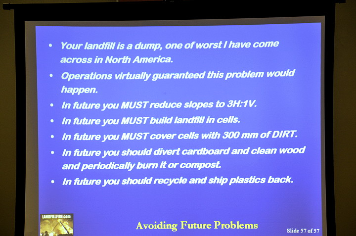 Here's the last slide of Dr. Tony Sperling's PowerPoint presentation which he delivered June 30 to Iqaluit city councillors. (PHOTO BY DAVID MURPHY) 
