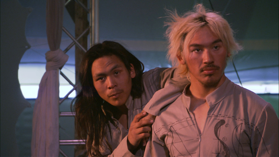Solomon Uyarasuk with fellow Artcirq performer Terry Uyaruk in undated video footage used in the documentary Sol. (IMAGE COURTESY OF ARNAIT VIDEO)
