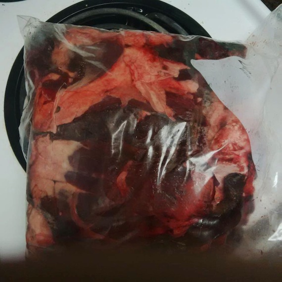 Here's a photo of caribou ribs up for sale on a Nunavut