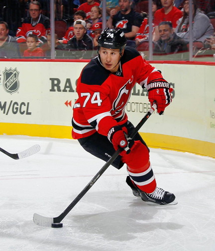 Nunavut’s only NHLer, Jordin Tootoo, during an exhibition game with the New Jersey Devils, just before the start of the 2014-15 season. (PHOTO COURTESY OF NJ DEVILS/FACEBOOK)