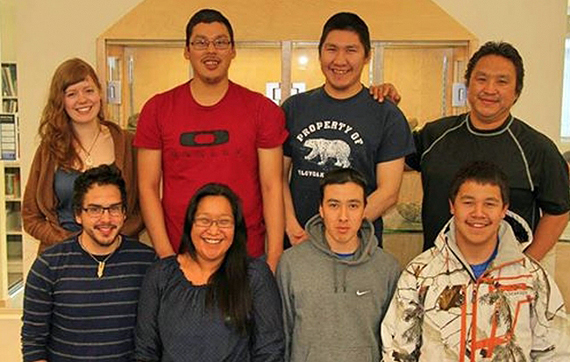 Nine of Nunavut Arctic College`s Environmental Technology Program students are recipients of this year's Technical Professional Studies Scholarship, sponsored by the Government of Nunavut's Department of Community and Government Services. The award-winning students are (front row, from left): Keenan Lindell, Lisa Bachelier, Tony Lee, and Sean Noble-Nowdluk and (back row): Emma Kreuger, Joefrey Okalik, Peter Aqqaq, and William Autut. The scholarships are awarded to Nunavut Land Claim Agreement Beneficiaries and non-Beneficiary students from Nunavut for four years of continuous full-time study, beginning with a scholarship of $2,500 in their first year, $3,000 in their second year, $4000 in their third year, and $5,000 in their fourth year. (PHOTO COURTESY OF NAC) 