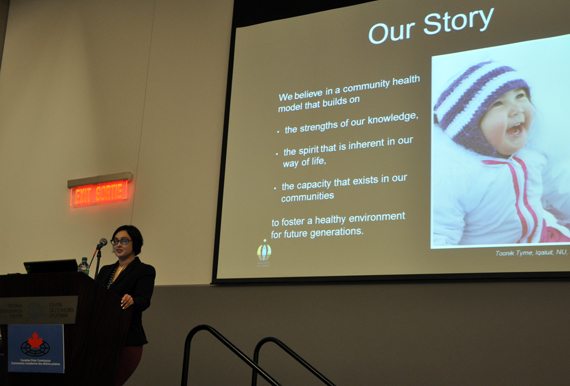 Unikkaaqatigiinniq, or storytelling, has become an important source of data to health researcher Gwen Healey’s work, which focuses on sexual health in Nunavut. (PHOTO BY SARAH ROGERS)