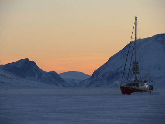 Morris Kuniliusee snapped this sailboat wintering in Broughton Channel near his hometown of Qikiqtarjuaq, with Baffin Island's landscape in the background. Kuniliusee's photo won him third place and $250 in Nunavut Tunngavik Inc.'s annual photography contest. (PHOTO BY M. KUNILIUSEE/NTI)