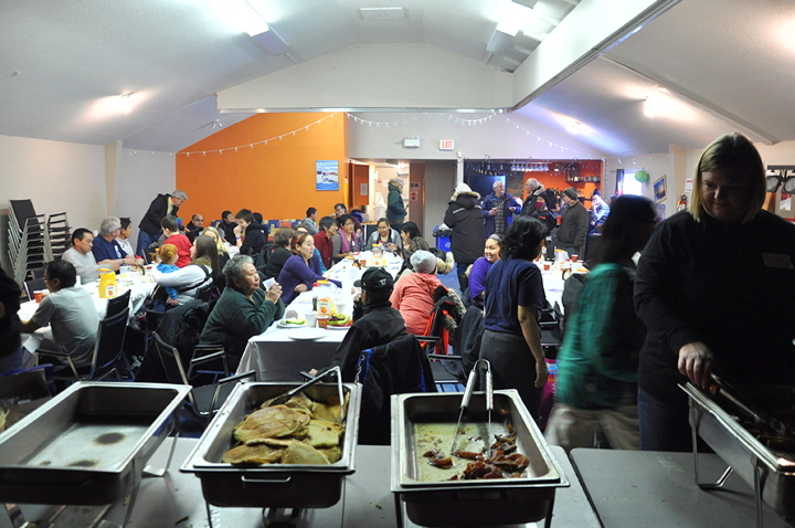 Food for thought: more than 50 people attended a breakfast Feb. 7 co-hosted by the Nunavut's Law Society and Maliiganik Tukisiiniakvik at Iqaluit's Francophone Centre. The breakfast — where attendees gobbled up hundreds of pancakes, 10 pounds of bacon and nearly 200 breakfast sausages — included the law society's