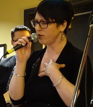 Iqaluit singer Jennifer Taus performs March 28 at the Kamatsiaqtut Help Line gala in Iqaluit. (PHOTO BY JANE GEORGE)
