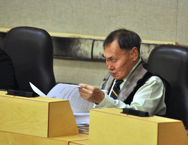Quttiktuq MLA Isaac Shooyook is frustrated that repeated requests to incorporate Inuit traditions into government practice have gone unheeded. (PHOTO BY THOMAS ROHNER)
