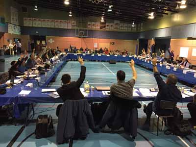 Regional representatives of Makivik Corp. and other Nunavik organizations voted March 26  to adopt the 2015 Nunavik declaration. (PHOTO COURTESY OF MAKIVIK) 