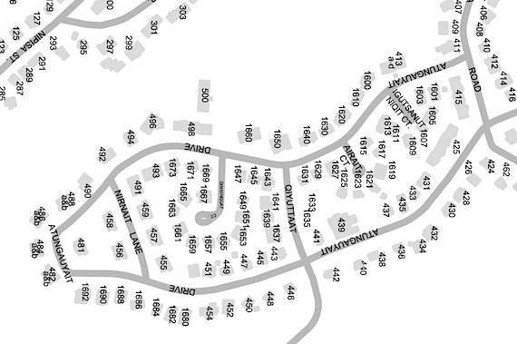 On this City of Iqaluit map, you can see the layout of Happy Valley houses. The standoff took place in and around house 1671.