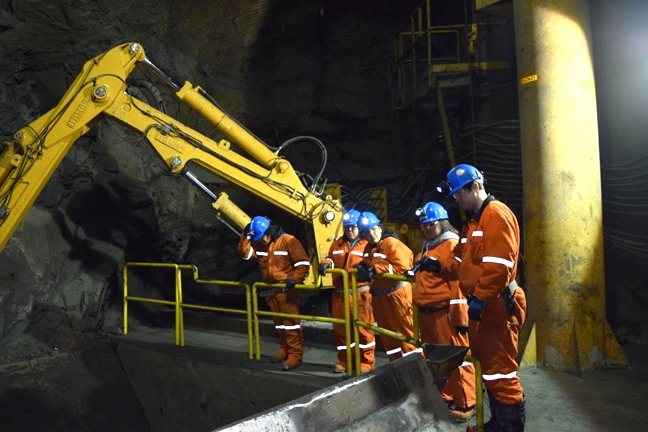 Students enrolled in the Kangiqsujuaq pre-college program got to see the machinations of ore extraction at Glencore's Raglan mine recently as part of a school field trip which introduced them to many aspects of the mine including engineering, geology, the laboratory and the wind turbine. The mine, which extracts mostly copper and nickel, is located about halfway between Salluit and Kangiqsujuaq in Nunavik. Students took a break from classes — run by the Kativik School Board Adult Education and Vocational Services — to see, up close, what helps drive Nunavik's economy. Mine owner Glencore Group is always looking to increase Inuit employment at the mine. According to recent reports, about 180 Inuit work at Raglan, comprising about 18 per cent of the total workforce. (PHOTO BY ANNE-CLARE BONENFANT)