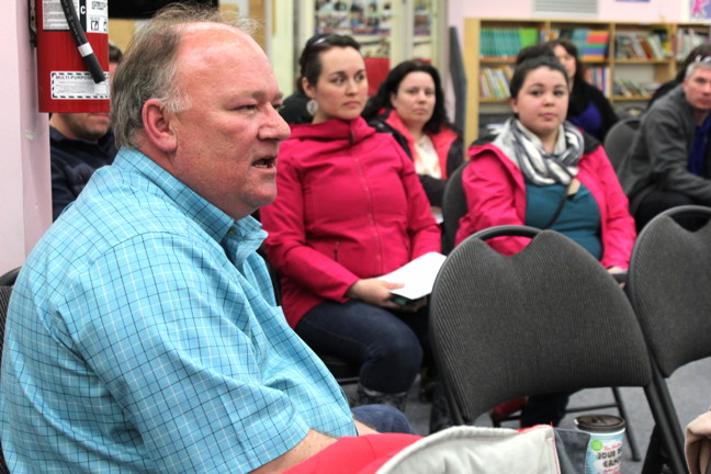 Chris West addresses members of the Iqaluit District Education Council May 25, saying dedicated phys ed programs are integral for the health and well-being of youth. (PHOTO BY LISA GREGOIRE)